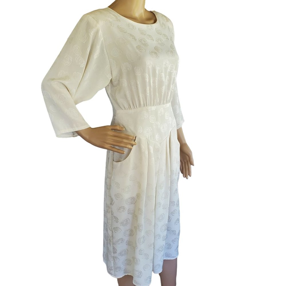 Vintage Charlee Allison Career Secretary Dress Women's M Pockets Shoulder Pads